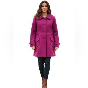 Tulle Women's Wool Blend Pea Coat Jacket Size Medium Button Up Pockets